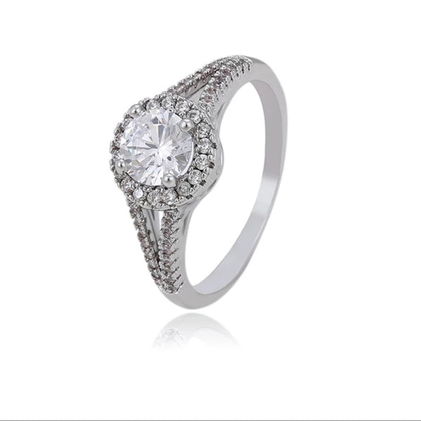 CZ Silver ring with Rhodium finish- Size 7