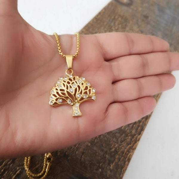Tree of Life Pendant Necklace 24K Gold plated