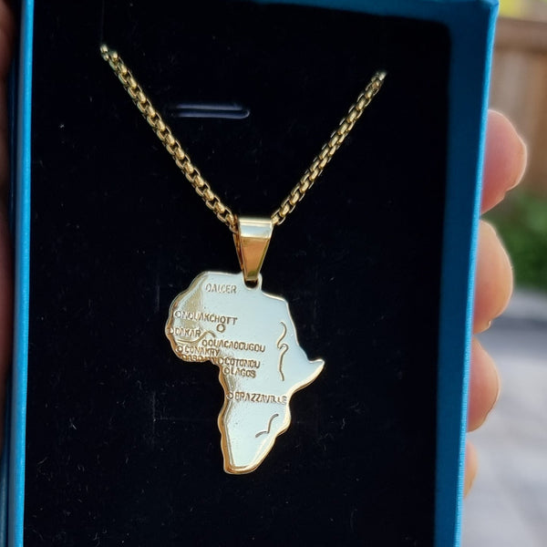 Africa Map Pendant Necklace HNS Studio Canada 