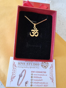 OM Pendant Necklace Gold Plated HNS Studio Canada