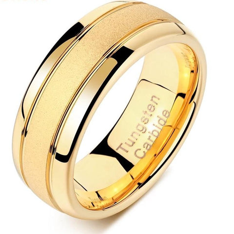 Men's Tungsten Carbide Frosted Gold Band