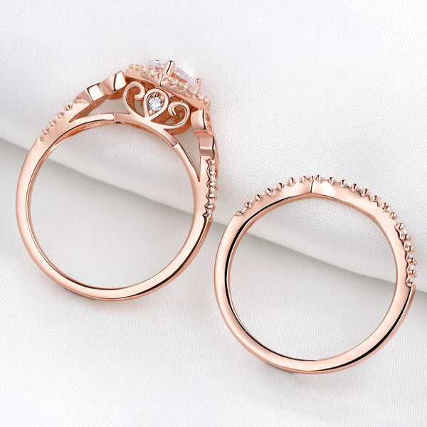 Rose gold Wedding ring set