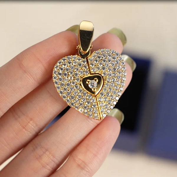 Personalized Diamond Studded Heart Photo Necklace HNS Studio Canada 