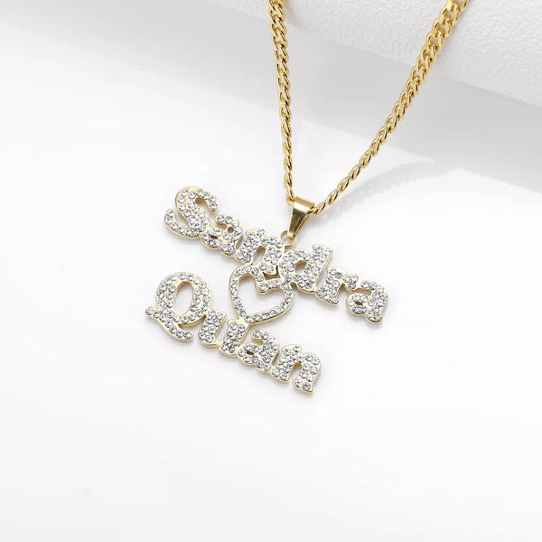 Ice out two names necklace 