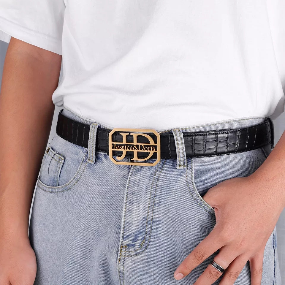 Personalized Custom Name Belt Buckle with Free Belt