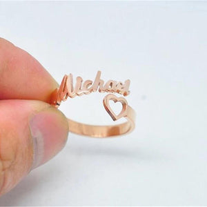 Personalized Name Ring With Heart - HNS Studio