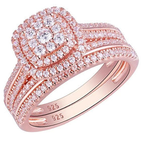 Rose gold Wedding ring set 