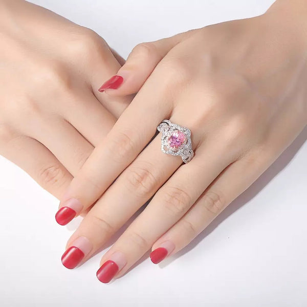 Pink Stone wedding Ring-HNS Studio