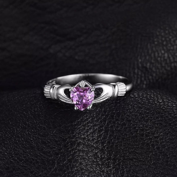 Sterling Silver Ring with February Birthstone Amethyst - HNS Studio