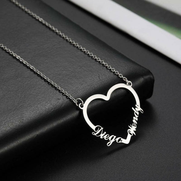 Personalized Double Name Heart Necklace