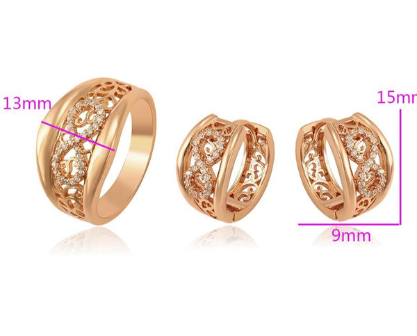 18K Rose Gold Plated Earrings and Ring Set HNS Studio Canada 
