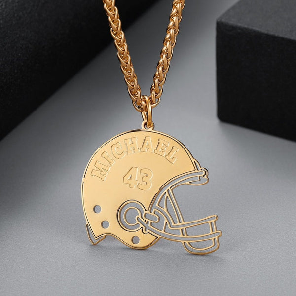 Personalized Football Helmet Name Necklace HNS Studio Canada 