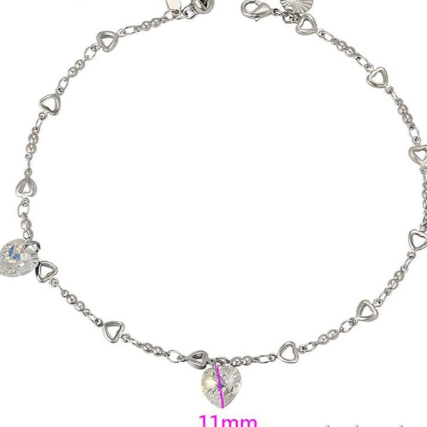 Sterling Silver Heart Anklet with Swarovski elements HNS Studio Canada 