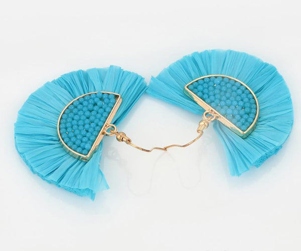 Beaded Turquoise Tassels Earrings HNS Studio Canada 