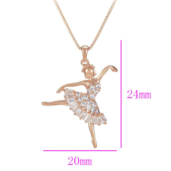 14K Rose Gold Plated Ballerina Necklace