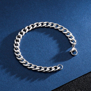 Men's Stainless Steel Curb Link Chain Bracelet - 7 mm  HNS Studio 