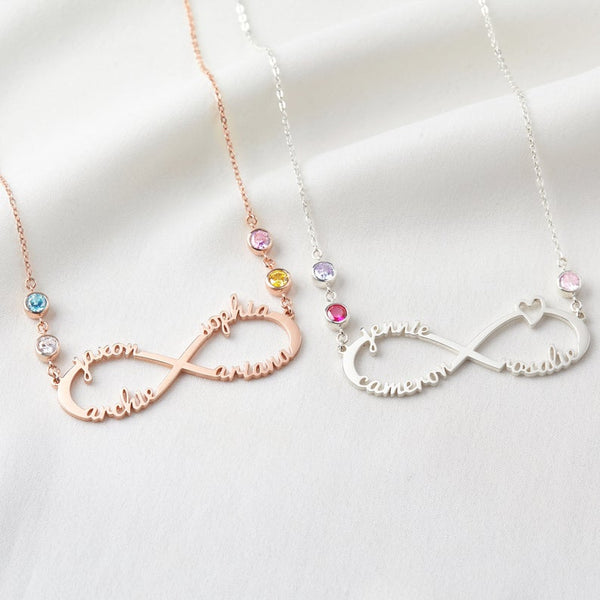 Infinity Names and Birthstones Necklace HNS Studio Canada 