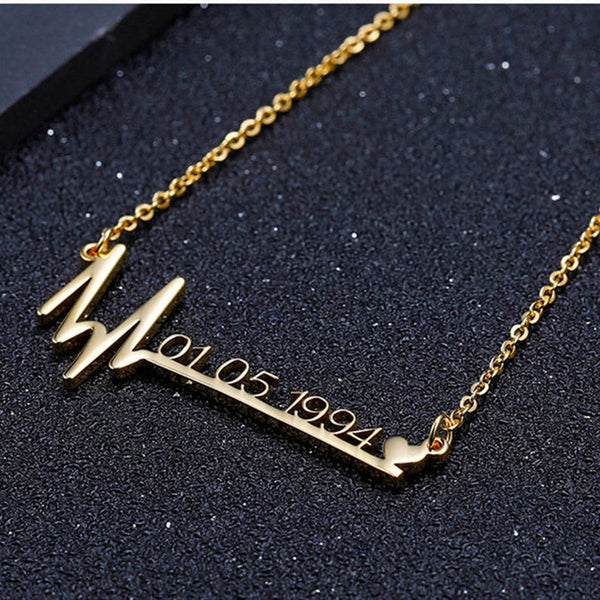 Personalized Heartbeat Date Necklace HNS Studio Canada 