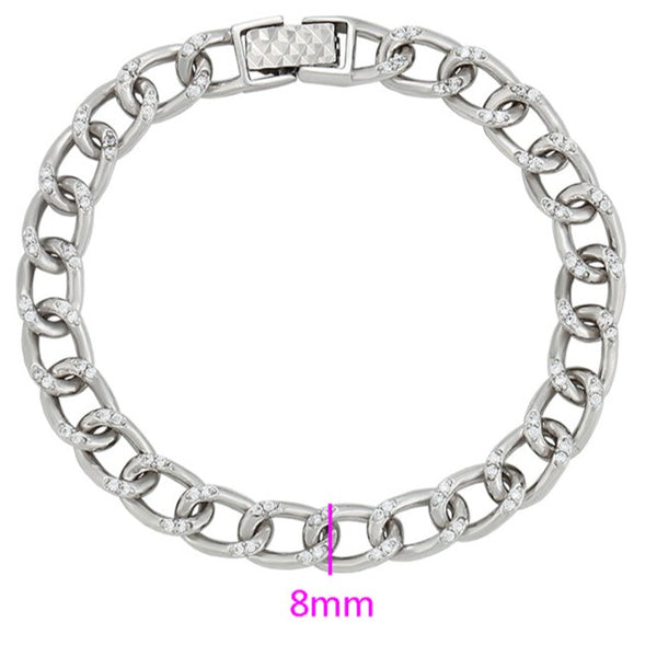 Curb Link Bracelet with Cubic Zirconia-8mm