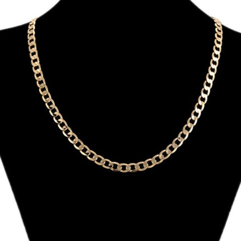 Gold Curb Chain Men's Necklace-6mm