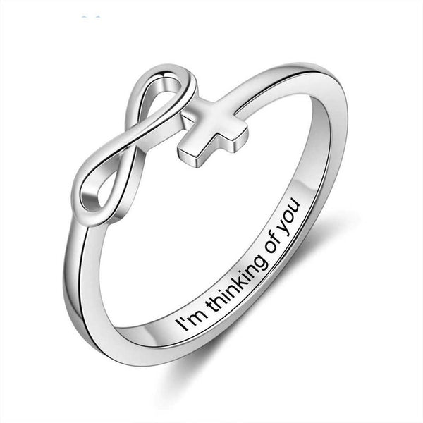 Personalized Name Cross Infinity Ring HNS Studio Canada