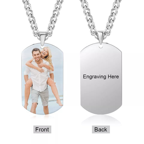 Personalized Engraved Photo Men's Stainless Steel Necklace HNS Studio Canada