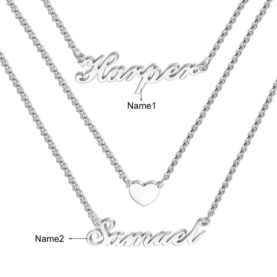 Layered Two Names Necklace Sterling Silver HNS Studio Canada 