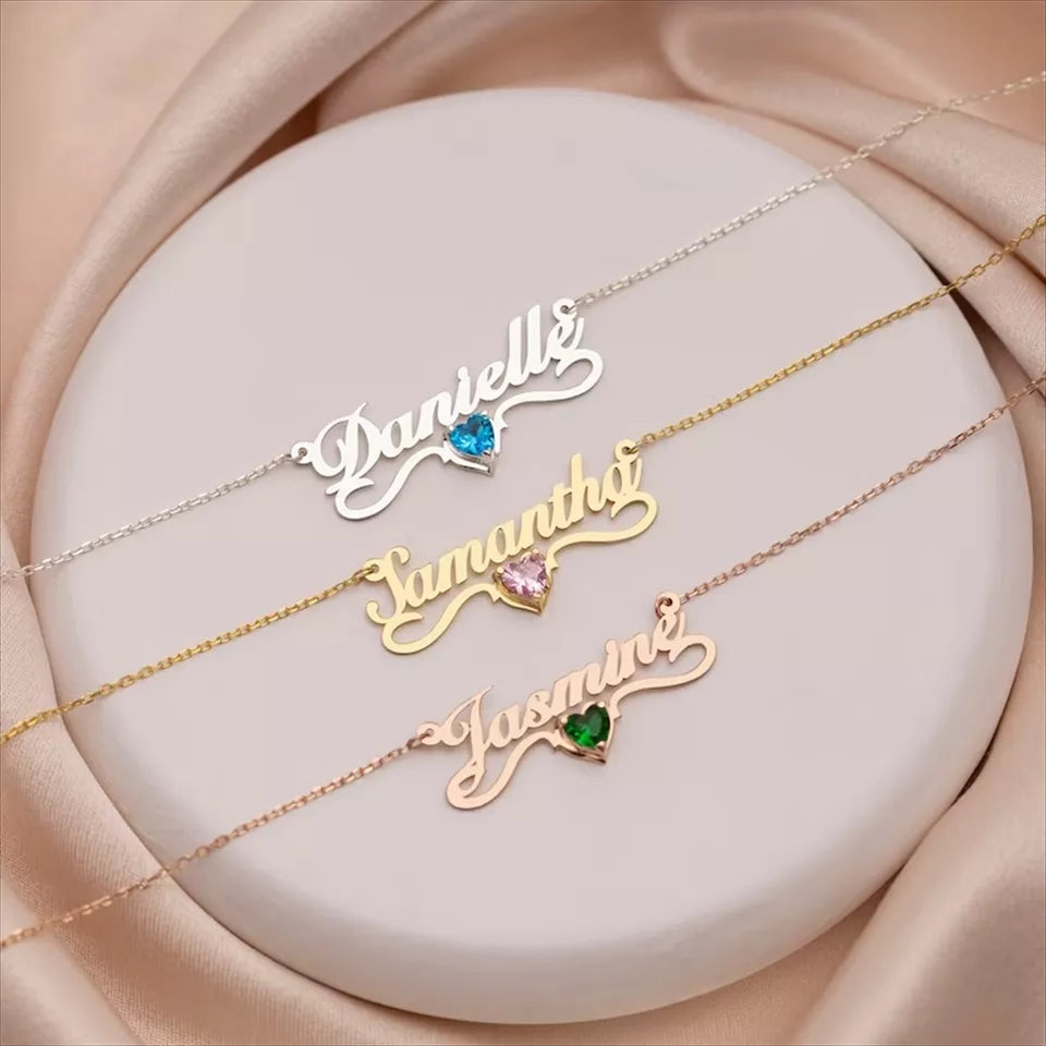 Personalized Name necklace with Birthstone