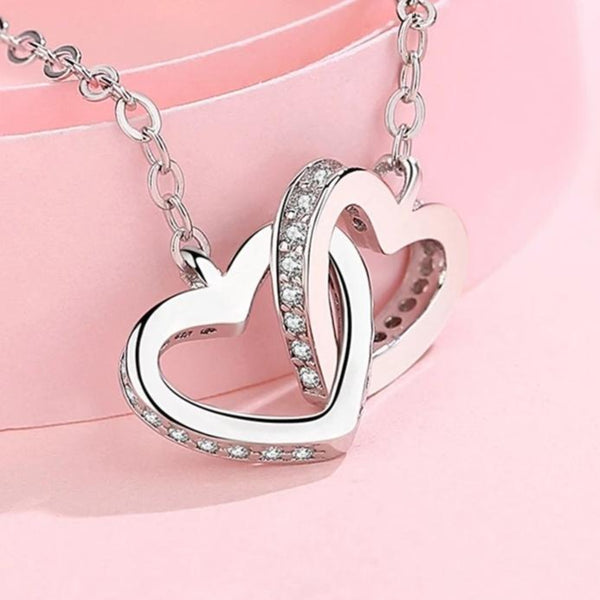 Silver Interlocking Heart Necklace -HNS Studio