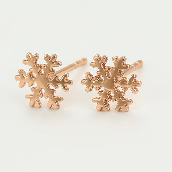 Snowflake Stud Earrings Rose Gold HNS Studio Canada 