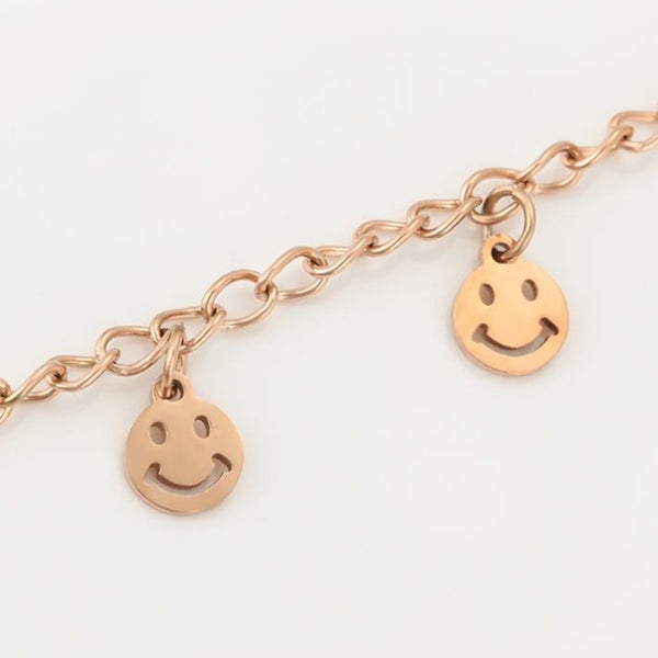 Smiley Charms Rose Gold Anklet