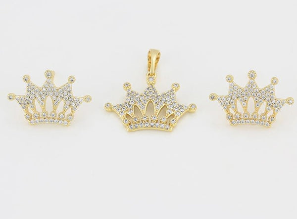 14K Gold Filled Crown Necklace Set