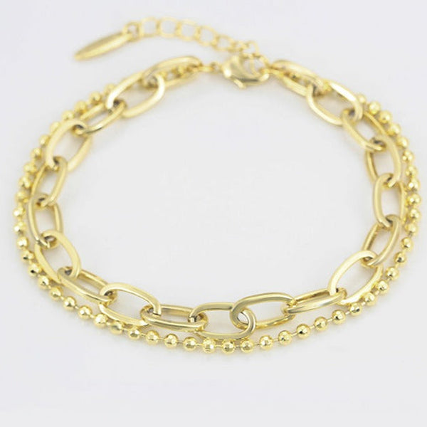 14k Gold Filled Two Layers Paper Clip Bracelet HNS Studio Canada 