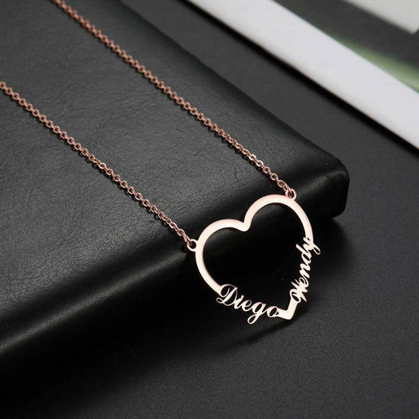Personalized Double Name Heart Necklace