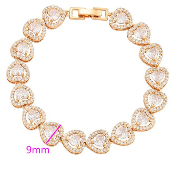 Princess Cut Zirconia 18K Gold Plated Bracelet- Heart HNS Studio Canada 