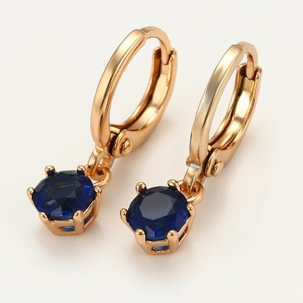 18k Gold plated Earrings with Sapphire stone HNS Studio Canada