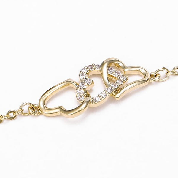 Interlocking Hearts Gold Bracelet