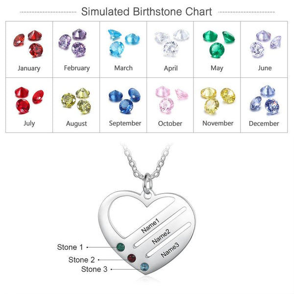 Personalized Mom Necklace with Names and Birthstones 