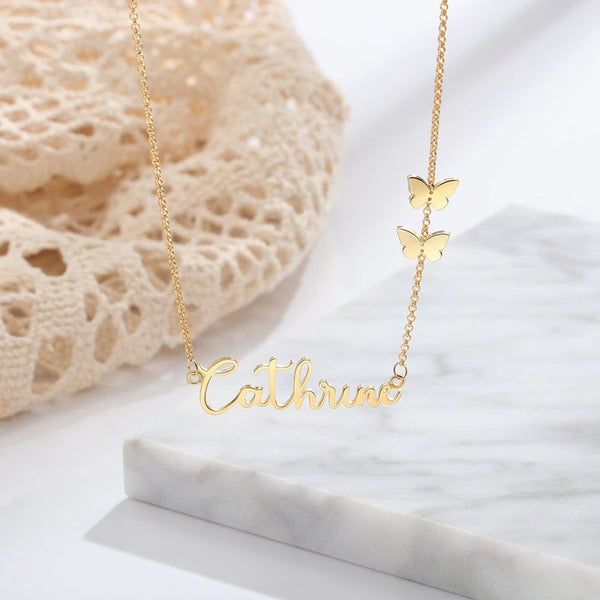 Personalized Butterfly Name Necklace HNS Studio Canada 