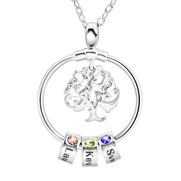 Tree of Life Necklace with Birthstones and Names Beads HNS Studio Canada