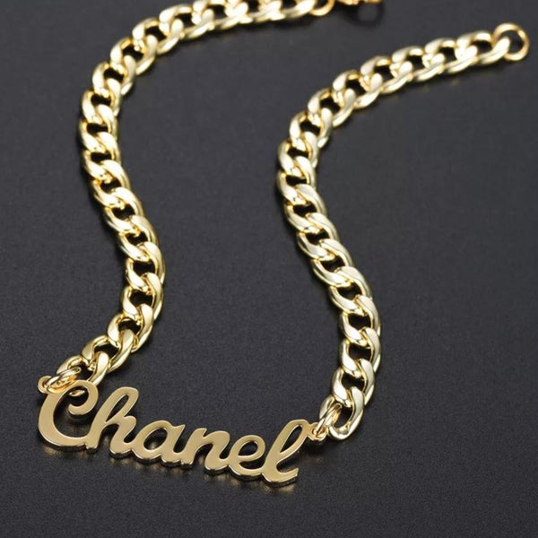 Custom Name Bracelet with Bold Curb Chain HNS Studio Canada 