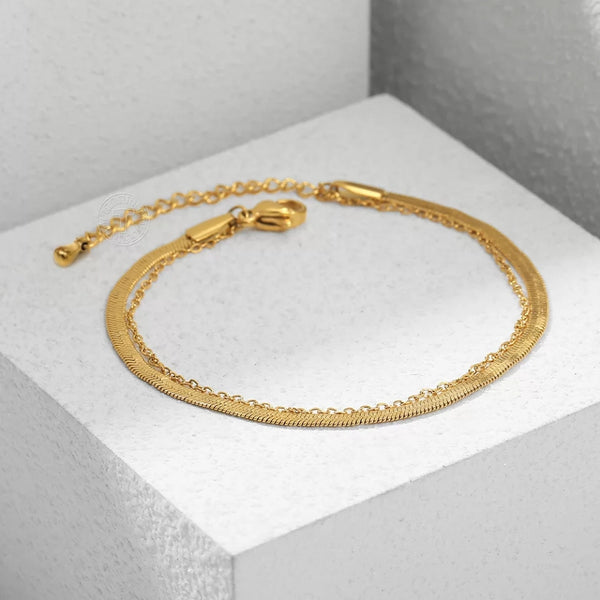 Herringbone Chain two Layers Anklet HNS Studio Canada 