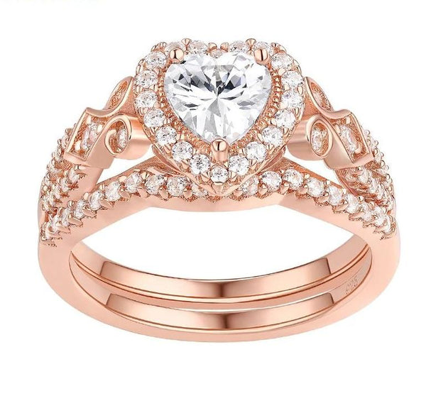 Rose gold Wedding ring set