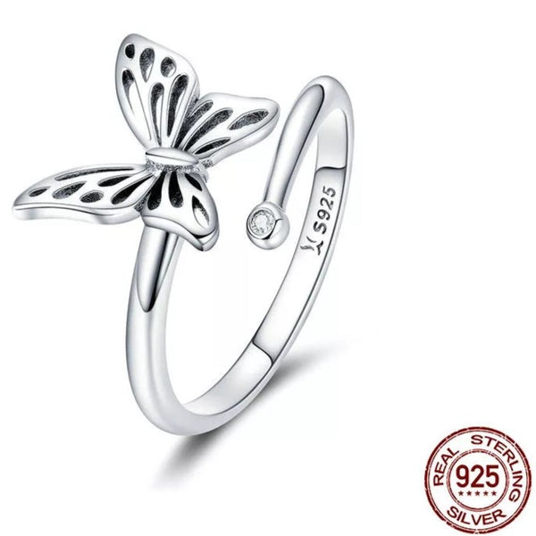 Butterfly Sterling Silver Adjustable Ring HNS Studio Canada 