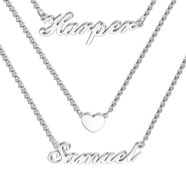 Layered Two Names Necklace Sterling Silver HNS Studio Canada 