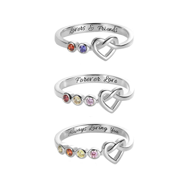 Knotted Heart Birthstone ring