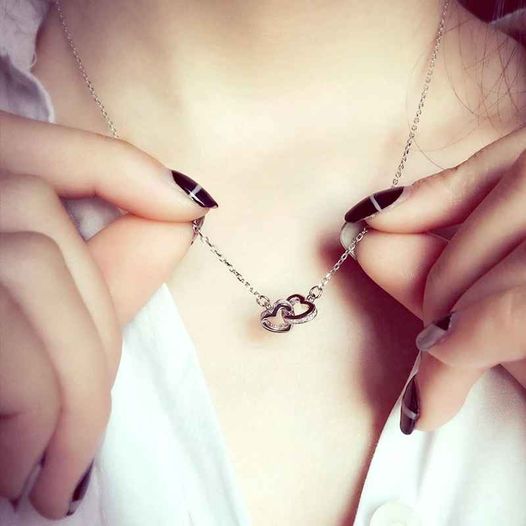 925 Silver Interlocking Heart Necklace