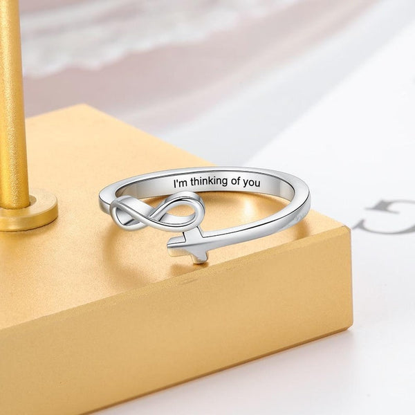 Personalized Name Cross Infinity Ring HNS Studio Canada
