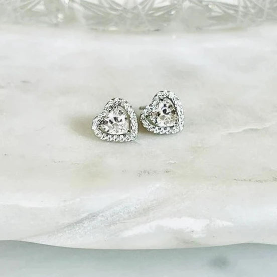 Sterling Silver Heart Halo Studs HNS Studio Canada