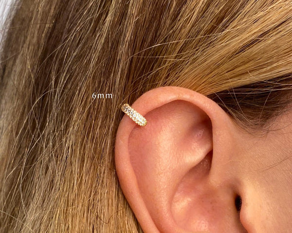 Paved Sterling Silver Huggie Hoop Earrings with Cubic Zirconia HNS Studio Canada